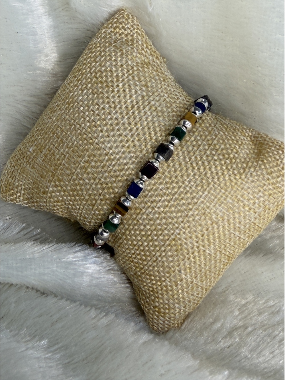Silpada Vintage Retired B0817 Sterling Silver Multi Stone Cube Bracelet